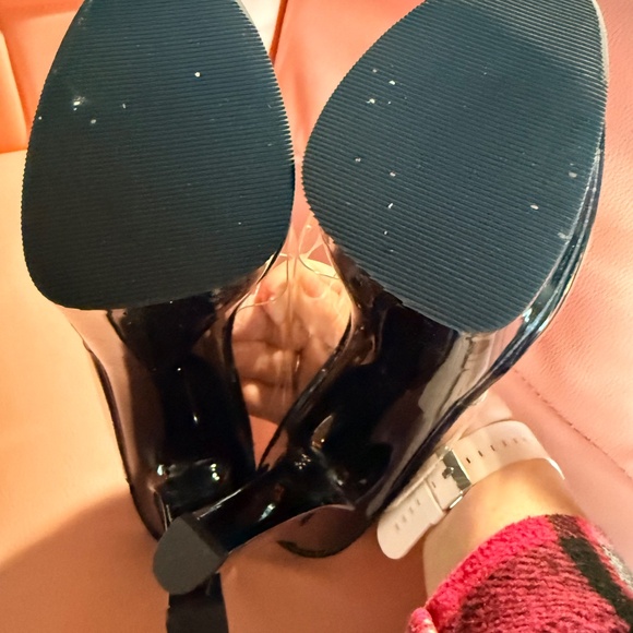 Pleaser 7" Sky #302- Black with Clear Double Strap Slides- Size 9 - Picture 3 of 6